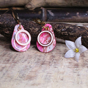 Boucles "Linka"- rose et blanc