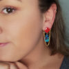 Boucles "Oranette"- rouge et bleu