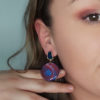 Boucles "Yvetka"- bleu et rouge