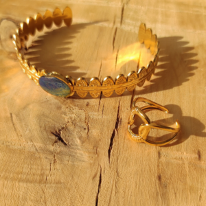 Bracelet Laurène bleu et or.
