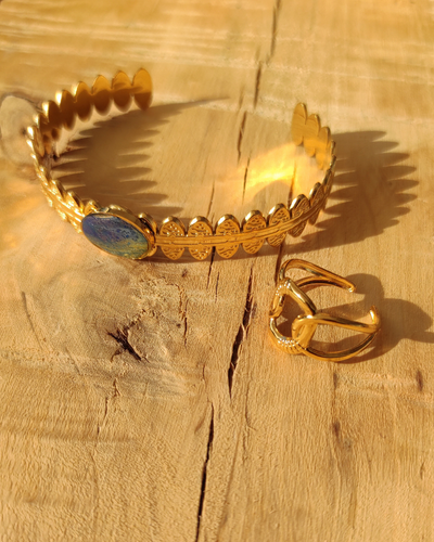 Bracelet Laurène bleu et or.