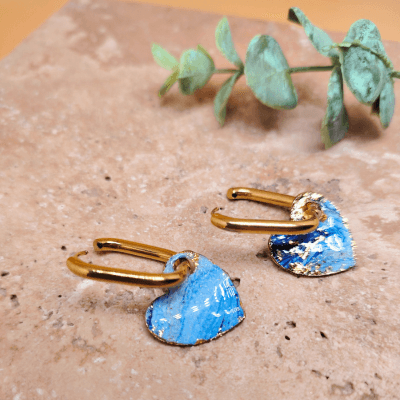 Boucles d'oreilles "Nina" bleu et doré