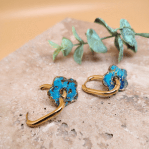 Boucles "Nina" fleur bleu
